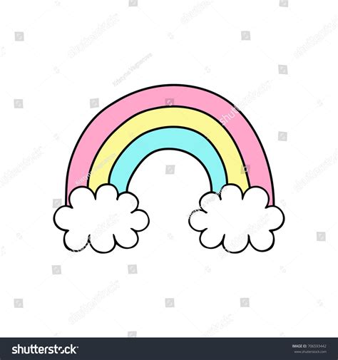 Cute Rainbow Vector Illustration Doodle Drawing Stok Vektör Telifsiz