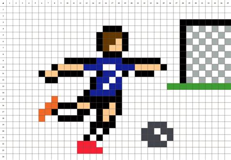 Lovituri La Poarta De Fotbal Pixel Art Șablon Ușor De Desenat