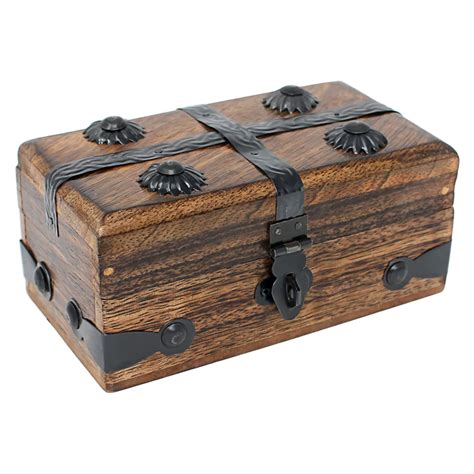 Wooden Treasure Chest Keepsake Box Flat Top Small By Etsy