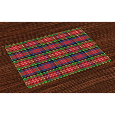 Plaid Placemats Set Of 4 Caledonia Scottish Traditional Pattern Tartan