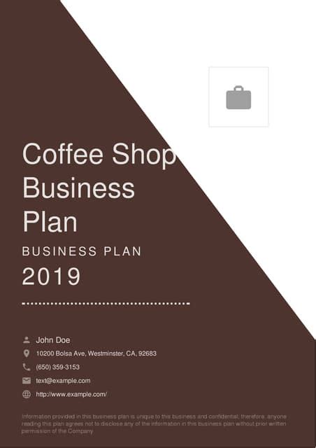 Coffee Shop Business Plan Example Pdf