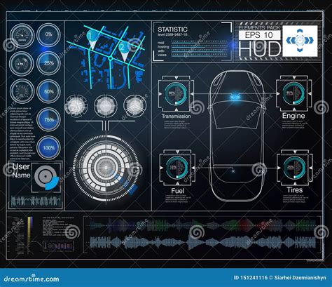Car Service In The Style Of Hud Virtual Graphical Interface Ui Hud