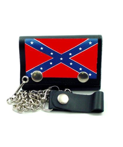 Confederate Battle Flag Leather Biker Wallet