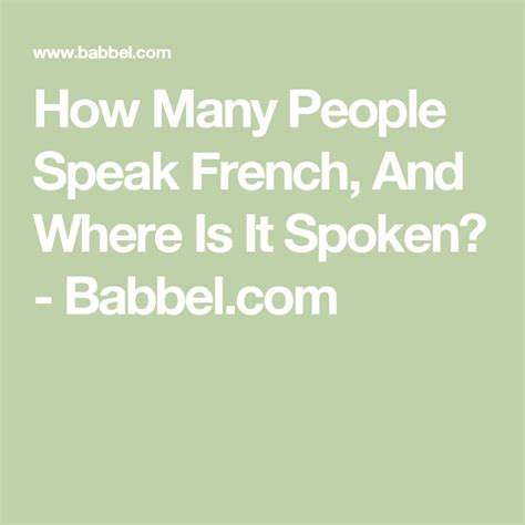 How Many People Speak French And Where Is It Spoken