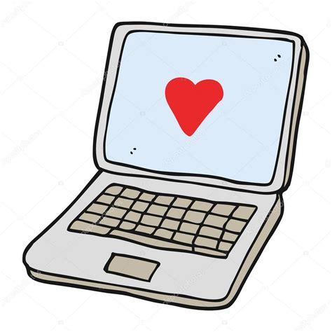 Ordenador Portátil De Dibujos Animados Con Símbolo Del Corazón En La