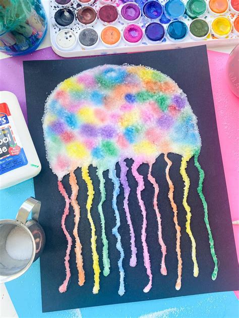Abcdeelearning Salt Painted Jellyfish 🐙🧂 Kids Painting Crafts