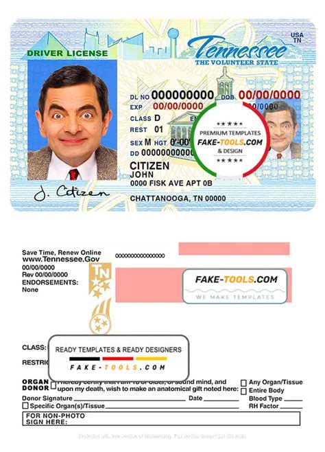 Usa Tennessee Driving License Template In Psd Format Fake Tools
