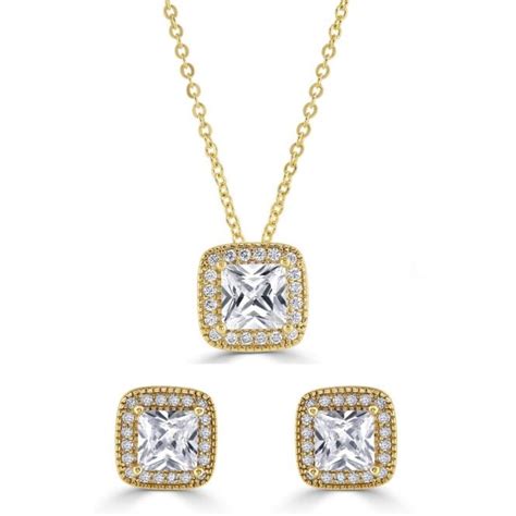Gold Plated Cubic Zirconia Necklace And Earring Set S Necklaces From Accessories By Park