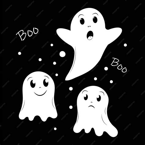 Premium Vector Happy Halloween Ghost Scary White Ghosts Cute