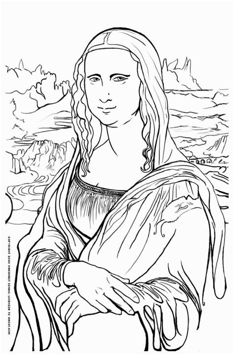 These mona lisa pictures are online coloring pages that can be colored with color gradients and patterns. Mona Lisa Coloring Page | Famous art, History painting ...