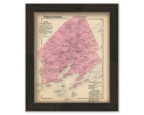 Freeport Maine 1871 Map Replica Or Genuine Original