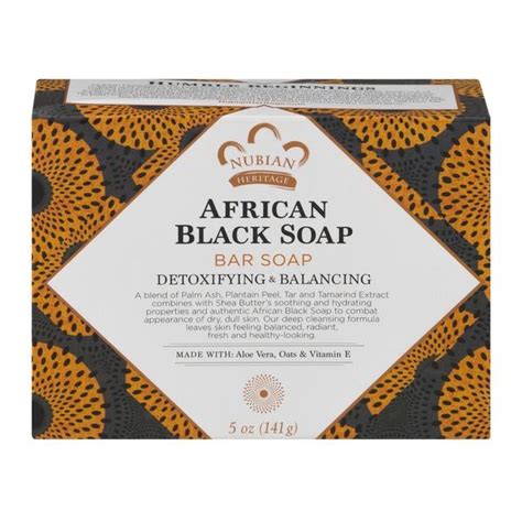 Nubian heritage's african black soap combines shea butter's hydrating properties with the soothing properties of oats, aloe and cocoa pod ash to minimize the appearance of superficial skin imperfections. Nubian Heritage African Black Soap Bar Soap | African ...