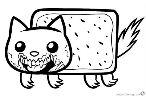 Nyan Cat Coloring Pages Zombie Cat Free Printable