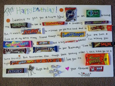 Who needs a birthday present when you have the most. Birthday Candy Card for my little brother | Things I've ...