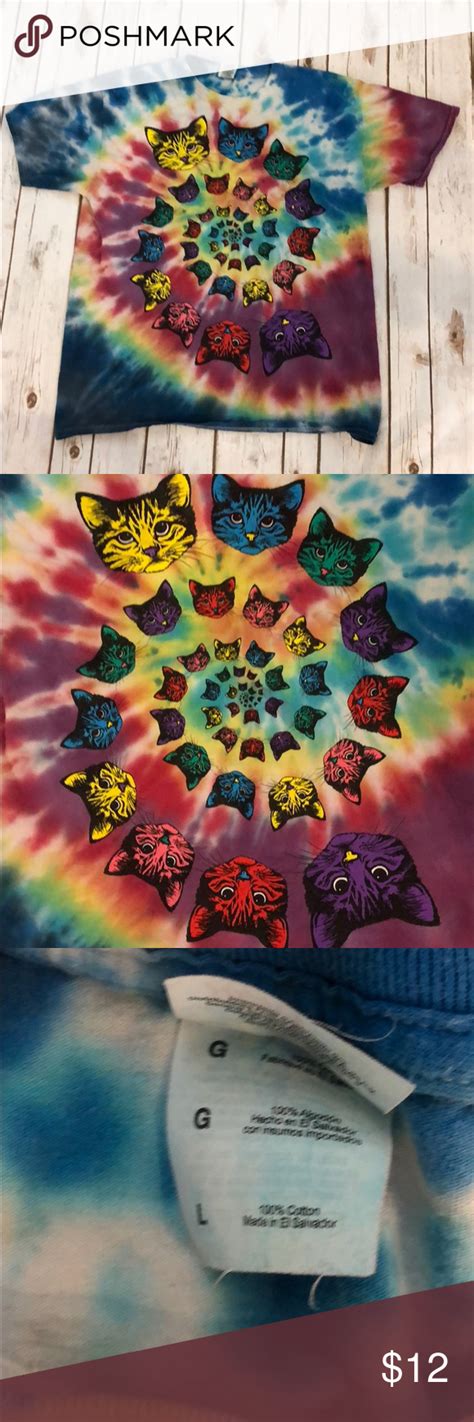 Tye Dye Cat T Shirt Size Large This Awesome T Shirt Is A Size Large