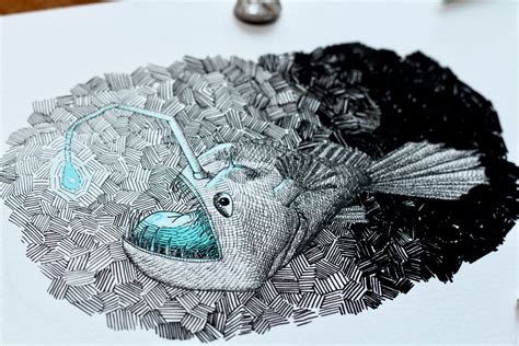 Anglerfishdeep Sea Creaturesfine Art Print Maxedrealities