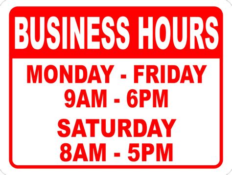 Custom Business Hours Sign - Signs by SalaGraphics
