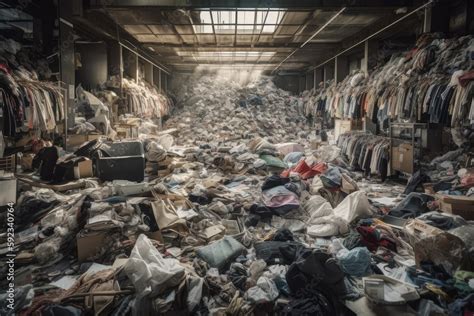 Fast Fashion Store Filled With Discarded Clothing And Other Textiles