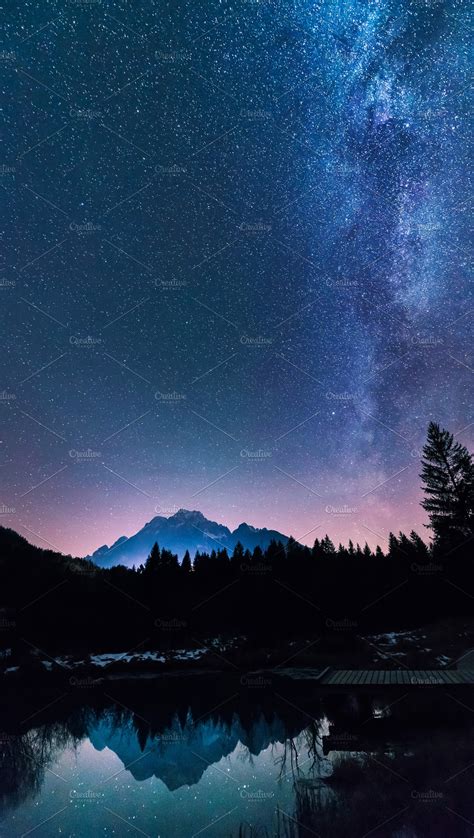 Starry Night In The Mountains High Quality Nature Stock Photos