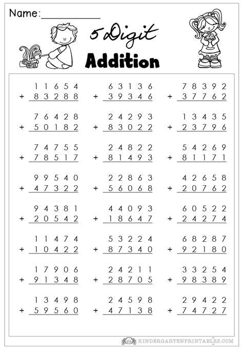 Adding And Subtracting 5 Digit Numbers Worksheet