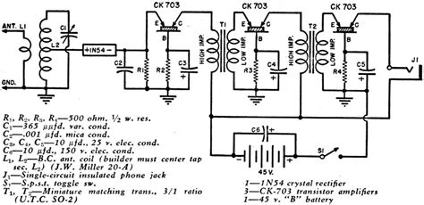 A Crystal Receiver With Transistor Amplifier January 1950 Radio