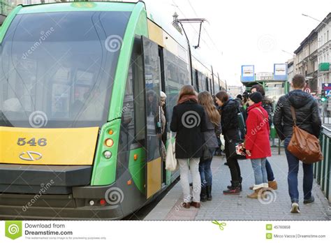 People entering a tram editorial stock photo. Image of entering - 45760858