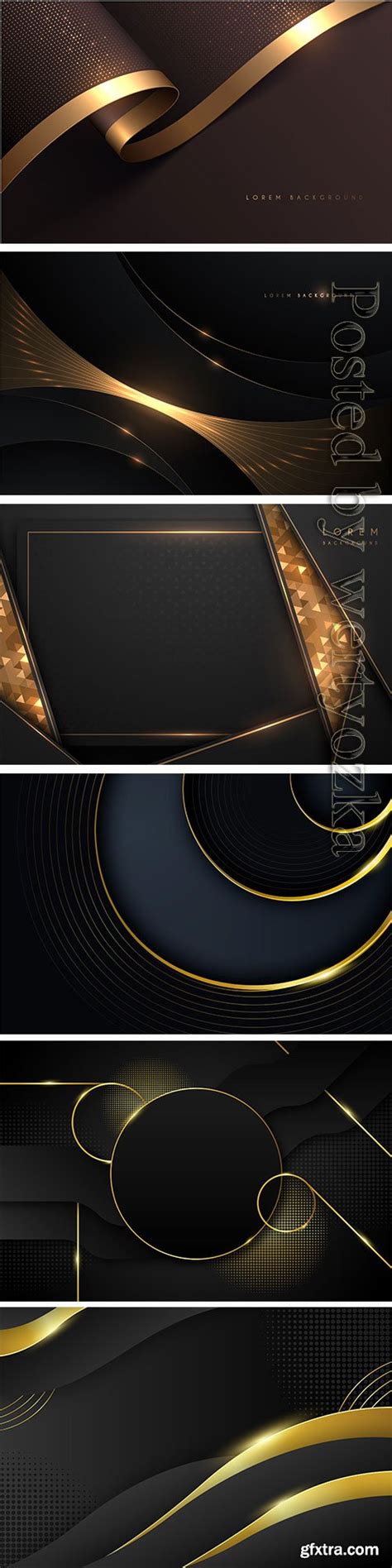 Luxury Black Abstract Background With Golden Lines Gfxtra