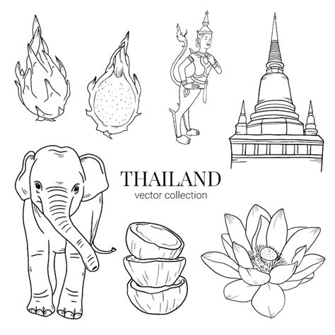 Premium Vector Thailand Travel Hand Draw Doodle Element