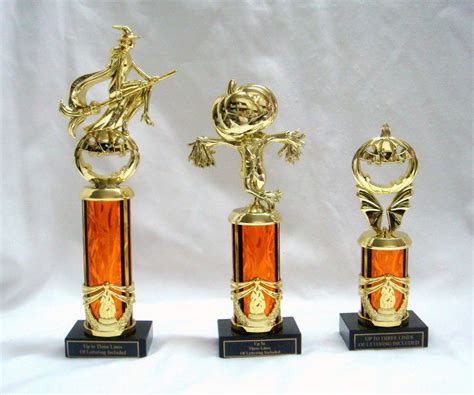 3 Halloween Trophies Pumpkin Scarecrowwitch Award Trophy Trunk Or