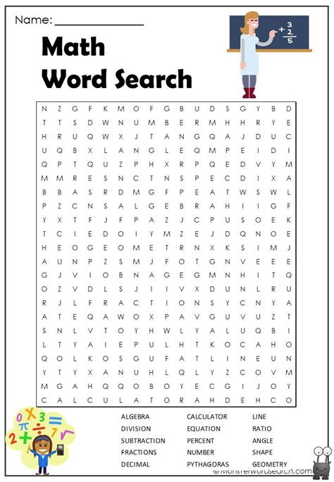 Math Word Search Math Word Search Math Words Math Vocabulary