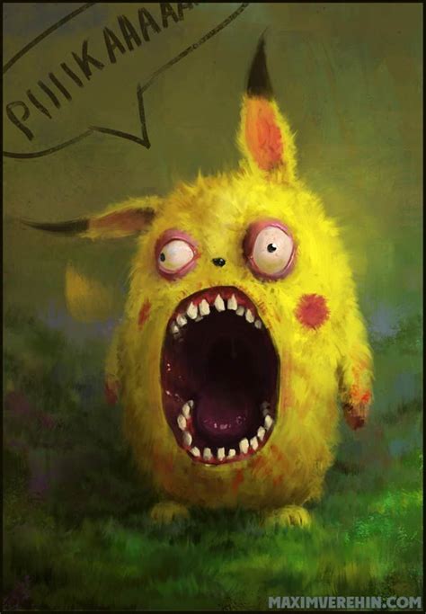 Creepy Pikachu Illustration By Maxim Verehin Pikachu