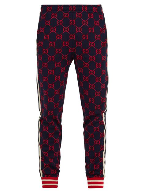 Gucci Gg Jacquard Slim Leg Cotton Jersey Track Pants In Blue For Men Lyst