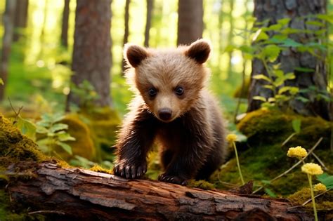 premium ai image little bear in the forest ai generated