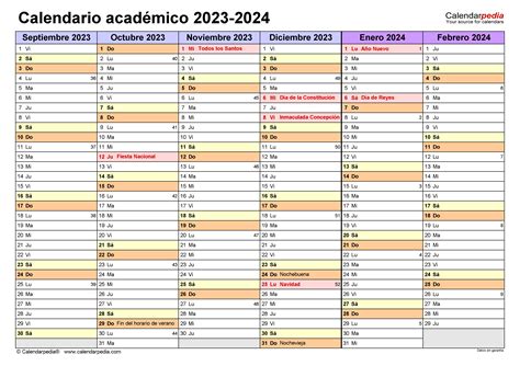 Calendario Académico 2023 2024 En Word Excel Y Pdf