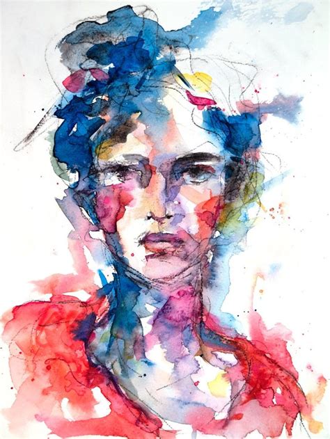 Expressive Woman Portrait Painting Watercolor Portrait Of Woman Cheerful Colorful Art Art