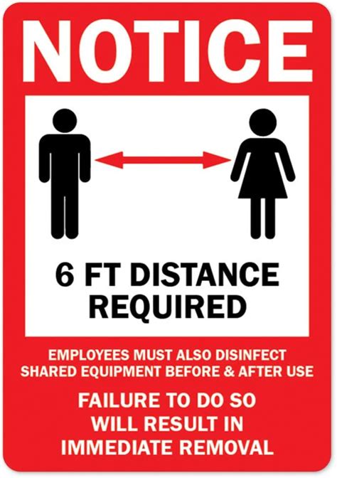 Covid 19 Notice Sign Notice 6ft Distance Required Aluminum Sign