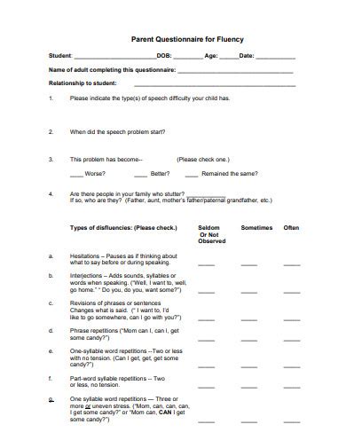 23 Parent Questionnaire Templates In Pdf Doc