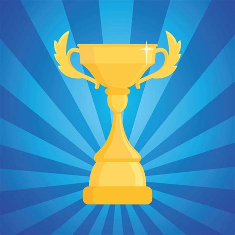 Award Trophy Vector Illustration Cup Of The Winner On A Blue Striped