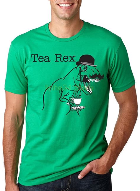 Mens Tea Rex T Shirt Funny Graphic Tyranosaurus T Rex Dinosaur Pun Tee
