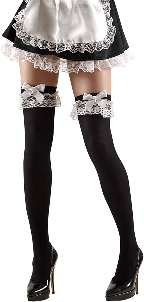 thigh highs french maid stockings tights pantyhose lingerie fancy dress uk toys and games