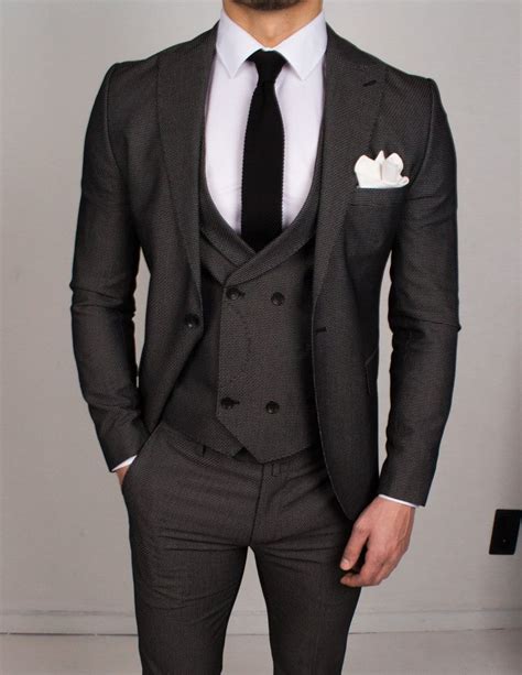 Gray Charcoal 3 Piece Suit Stylish Mens Suits Fashion Suits For Men