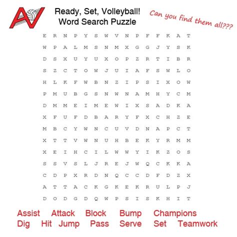 Volleyball Word Search Free Printable Volleyball Word Search Free