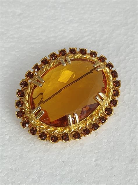 Citrineamber Coloured Large Vintage Faceted Glass Rhinestones Etsy