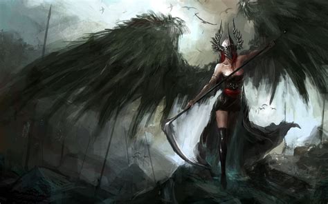 Wallpaper Fantasy Art Anime Wings Artwork Mythology Sickle