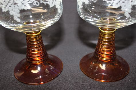 set of 2 vintage schott zwiesel wine rummer glasses amber etsy