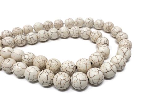 Bone White Howlite 14mm Round Bead Whole Strand 28 Beads Ivory