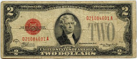 D Two Dollar U S Note Legal Tender Red Seal D A Etsy Two Dollars Dollar Usa