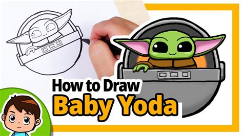 How To Draw Baby Yoda In Space Pod Star Wars Step By Step Drawing