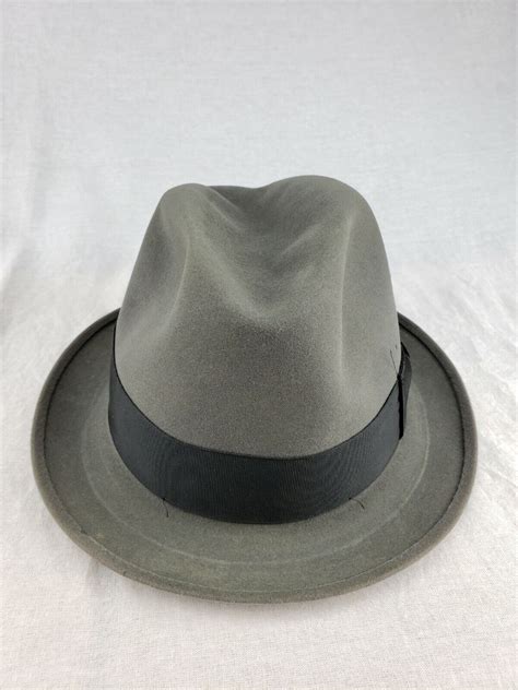 Vintage 1960s Mallory Cravenette Fifth Ave Stetson Hat Men Gray W