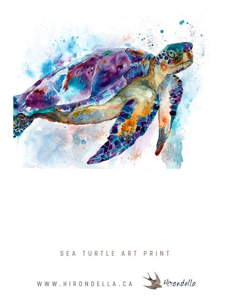 Sea Turtle Watercolor Art Print Nursery Decor Nautical Beach Etsy